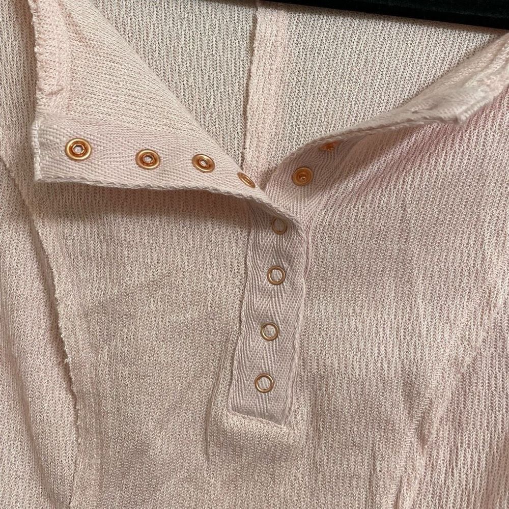 Free People Pink Nectar Sloane Henley Long Sleeve Bodysuit, XS - Picture 3 of 9